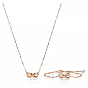 Swarovski Hyperbola Necklace & Bracelet Set Infinity White Rose Gold-Tone Plated - Picture 1 of 7