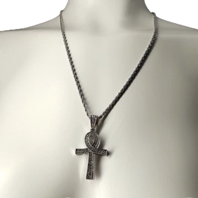 Collar Colgante Diamantes de Imitación Ankh Latón Chapado 24" Cadena Joyería de Moda Foto 1 de 4