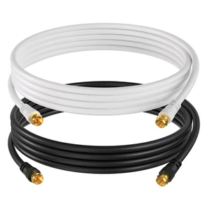 RG6 Dual Extension Coaxial Cable Digital Antenna HDTV VHF UHF White Black - Picture 1 of 10