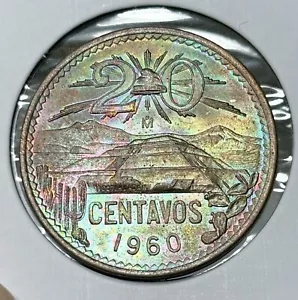 1960 Mexico 20 Centavos Twenty AT 5 - Picture 1 of 4