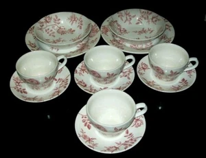 Vintage 12 Piece Churchill of England Red & White Fine Bone China Dishes - Picture 1 of 10