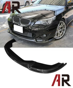 HM Style Carbon Fiber Front Add on Lip Fit 04-10 BMW E60 5-Series M-Sport Only - Picture 1 of 2