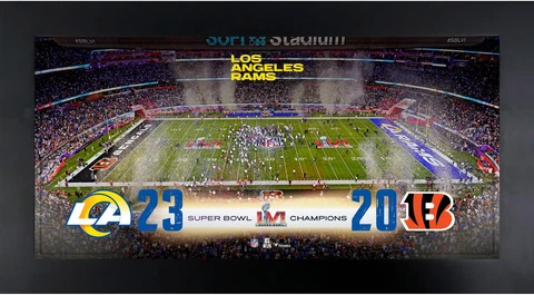 Los Angeles Rams Framed 6" x 12" Super Bowl LVI Champs Panoramic Cover