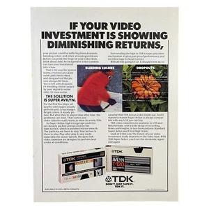TDK VHS Print Ad 1984 8.25x11” Vintage 80s Video Cassette Super Avilyn - Picture 1 of 1