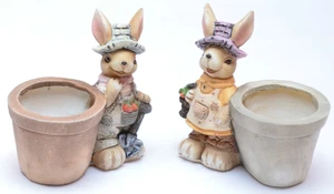 Blumentopf 2er-Set Ostern Pflanztopf Keramik Hase Pflanzpott Blumenkasten - Bild 1 von 3