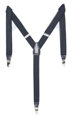 Nuevo Zara Hombre Estrecho Lunares Tirantes Azul Marino M Clip on Foto 1 de 4