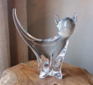 Benito Marcolin Art Glass Cat Sweden Blown Crystal Signed Sculpture Figure - Picture 1 of 7
