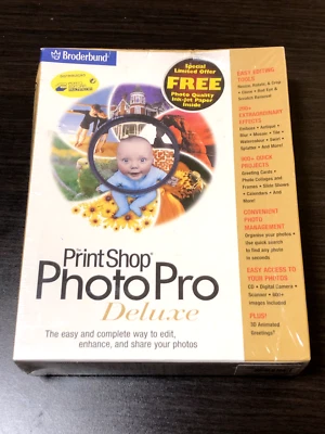 Vintage Print Shop Photo Pro Deluxe 2000 New Sealed Windows 95/98 UK CD-ROM - Image 1 of 4
