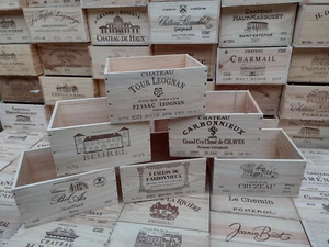 Wooden Wine Box Crate, 6 or 12 Bottle Size. French, Shabby Chic, Vintage * - Picture 1 of 15