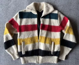 Vintage L.L. Bean Hudson Bay Blanket Wool Sweater Jacket - S - Picture 1 of 7