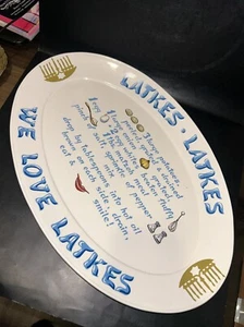 Ceramic Hanukkah Latkes Serving Platter With Recipe 16”x11” - Picture 1 of 7