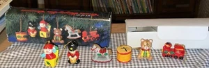 Enesco Set of Six Ceramic Hanging Tree Holiday Christmas Ornaments 1978 VTG New - Picture 1 of 19