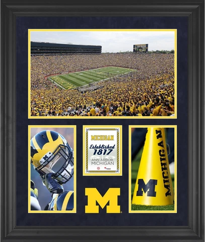 Wolverines Michigan Stadium Framed 20x24 3-Opening Collage Cover