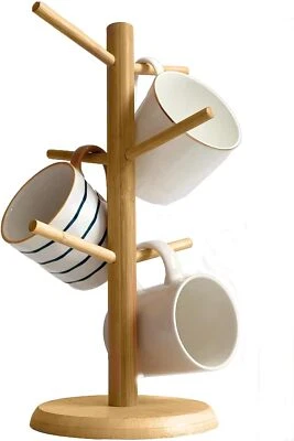 Soporte para colgador de tazas TreeMug soporte para tazas de café con 6 ganchos soporte para taza de café de madera... Foto 1 de 3