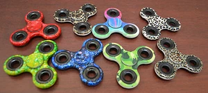 8 PC TRI HAND SPINNER FIDGET BALL DESK TOY KIDS OR ADULT **PICK YOUR COLORS** - Picture 1 of 9