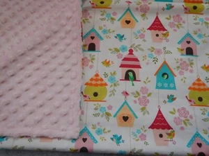 Baby girl small blanket, made from cotton and soft plush fabric, 68x68cm - Picture 1 of 4