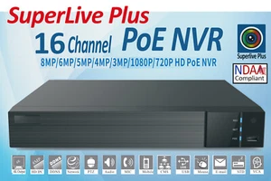 Superlive Plus 8MP 4K 16CH PoE NVR Supports 16CH IP Cameras with PoE H.265 NDAA - Picture 1 of 5