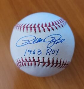 Pete Rose Autographed 63 ROY (rookie of the year) Official MLB Baseball Signed