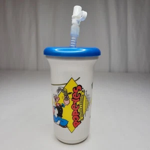 VINTAGE Popeyes Chicken & Biscuits Tumbler Lid Straw Popeye Sailor Blue White - Picture 1 of 12