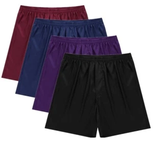 DE Herren Satin Boxershorts Schlafanzughose Hose Short Einfarbig Kurz Pyjamahose - Bild 1 von 61
