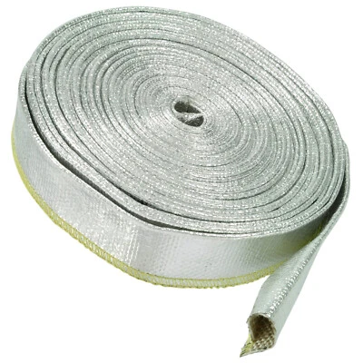 1m Alu Hitzeschutzschlauch 20mm Aluminium Fiberglas Kabelschutz Thermo Schlauch - Bild 1 von 2