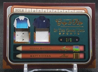 TRUE 1/1 2022 Leaf In The Game Used Sports Grip & Rip BUBBA WATSON/ MATT KUCHAR - Image 1 of 2