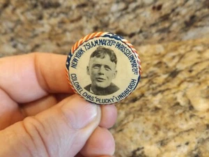 aviator 1927 COLONEL CHAS. "PLUCKY" LINDBERGH w/times 1.25" pinback button ^ - Picture 1 of 4