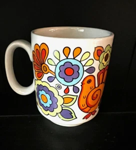 Vintage Lord Nelson Gay Time Pottery England 1970s Bright Colors Coffee FUN Mug - Picture 1 of 12