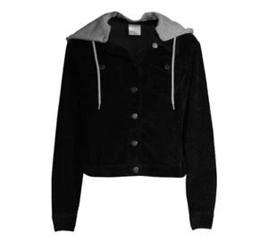 No Boundries Junior schwarze Cordjacke mit Kapuze Gr. XS / XCH (1) NEU  - Bild 1 von 6