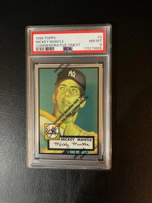 1996 TOPPS FINEST BASEBALL 52 MICKEY MANTLE # 2 * PSA 8 * W/COATING - Image 1 of 2