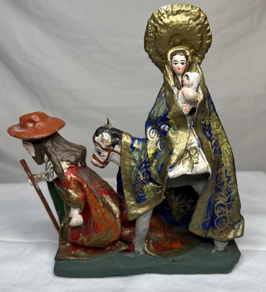 Cerámica de colección estatua de la Sagrada Familia Niño Jesús María José viajando Foto 1 de 4