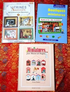 Lot 3 livres Vitrines miniatures, Boutiques, Miniatures pour Maisons de poupées - Picture 1 of 9