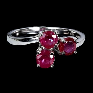 925 Sterling Silver Ring Round Ruby 5mm Natural Gemstone Jewelry Size 8 - Picture 1 of 14