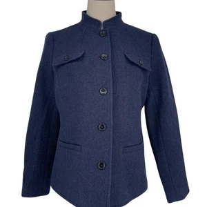 Talbots Women's Blue Wool Blend Jacket Size 10 M Casual Short Length - Picture 1 of 10
