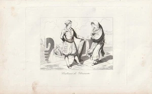 c1830 Costumi di Venezia Venedig Tracht Mode Italien Italia Original-Kupfe 62946 - Picture 1 of 1