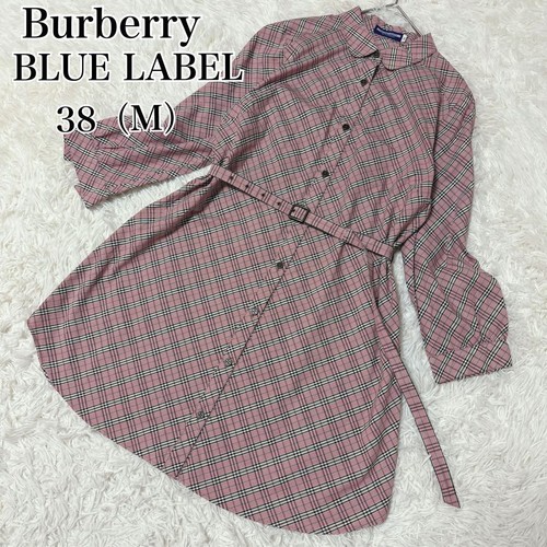 Camicia Burberry blu etichetta Nova check abito cintura M 38 rosa a quadri usata