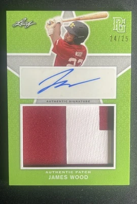 2020 Leaf Perfect Game #PA-JW1 James Wood Patch Autographs Emerald #/25 - Image 1 of 2