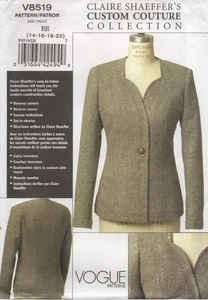 Vogue Sewing Pattern 8519 Jacket by Claire Shaeffer Couture Size 14 - 20 NEW - Picture 1 of 13