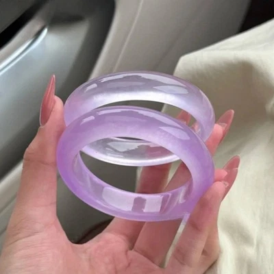 Certified natural quartzite jade ice Purple Violet Bracelet flat strip - Image 1 of 4