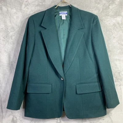 VTG Pendleton Petite 100% Virgin Wool Blazer Jacket Green Sz 12P Classic Preppy - Image 1 of 4