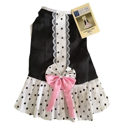 Vestido de fiesta East Side Collection para perro lunares satinado negro blanco talla S Foto 1 de 4