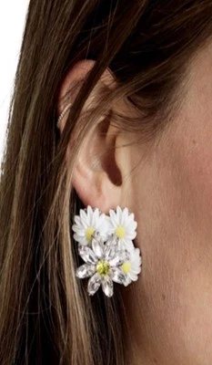 NEW For Love Amd Lemons  Posy Drop Earrings Floral Yellow And White - Image 1 of 4