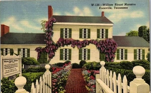 Vintage Knoxville Tennessee William Blount Mansion (Now Museum) Linen 1940s - Picture 1 of 3