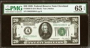 1928 $20 Fr. 2050-D Federal Reserve Note. PMG Gem Uncirculated 65 EPQ. - Picture 1 of 2