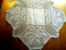 Antique MARY CARD Doily ROSE BUD LACE Design c1917 Chart #53 Filet Hand Crochet