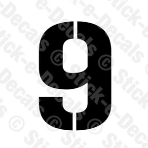 Nummer Neun 9 Vinyl gestanzter Aufkleber Sticker - RENNNUMMER individuelle Schablone GP - Bild 1 von 2