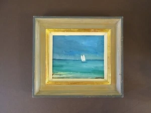 David Atkins Mudeford Bay Dorset 1993 original small oil painting seascape art - Picture 1 of 6