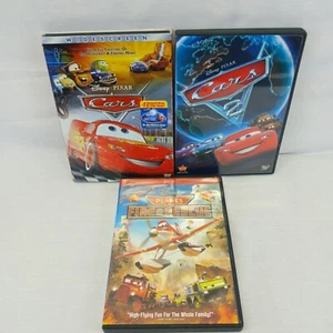 DISNEY PIXAR 3 DVD LOT CARS 1 CARS 2 & PLANES FIRE RESCUE NO SKIPPING - Picture 1 of 10