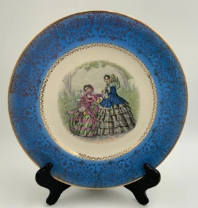 Vintage Victorian Century by Salem China Girlfriends Plate USA 23k MINT Cond - Picture 1 of 7