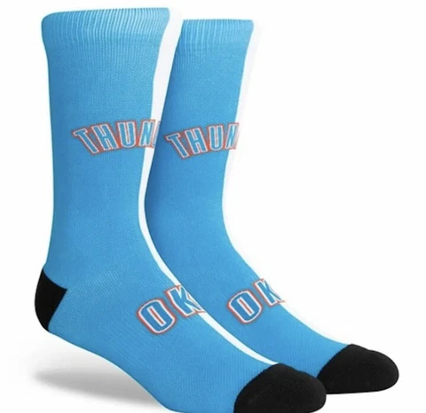 Oklahoma City Thunder NBA Large Mens Socks Fits 6-12 PKWY Split Blue Crew OKC Cover